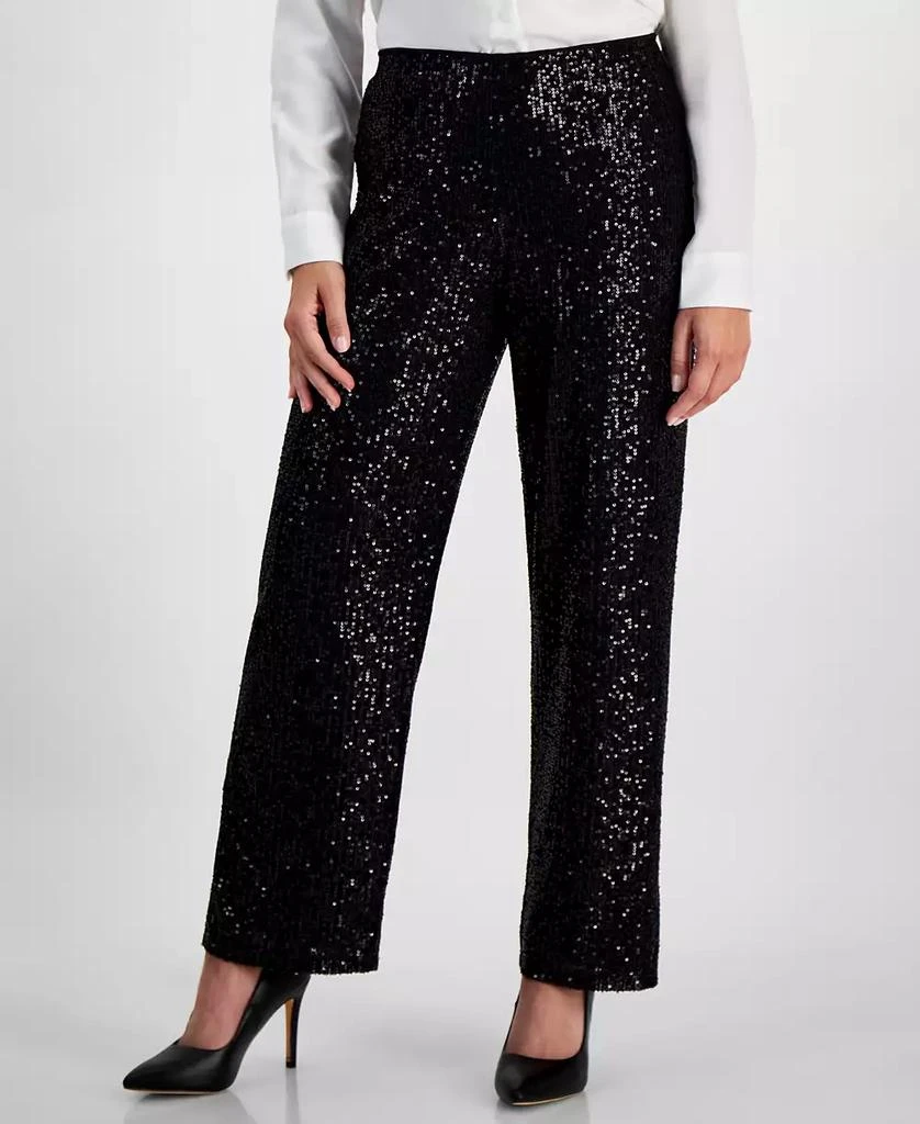 JM Collection Petite Sequin Pull-On Pants, Created for Macy's 1