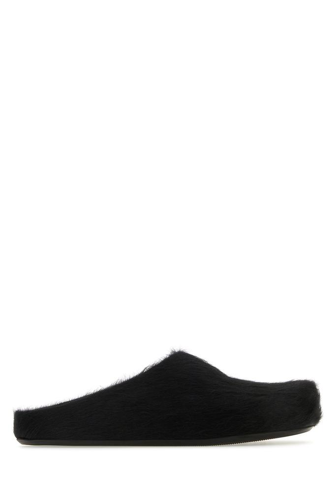 Marni Black calf hair Fussbett slippers