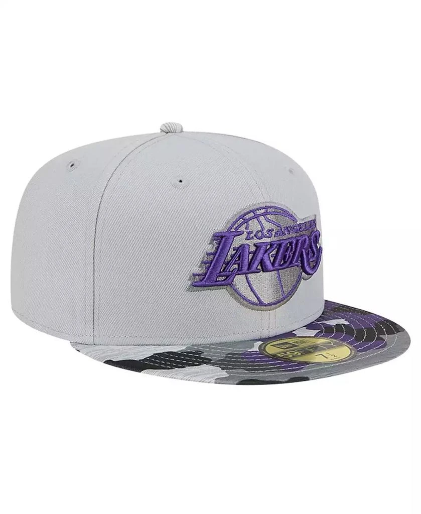 New Era Men's Gray Los Angeles Lakers Active Color Camo Visor 59FIFTY Fitted Hat 2