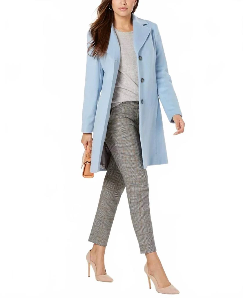 Calvin Klein Single-Breasted Wool Blend Coat In Blue