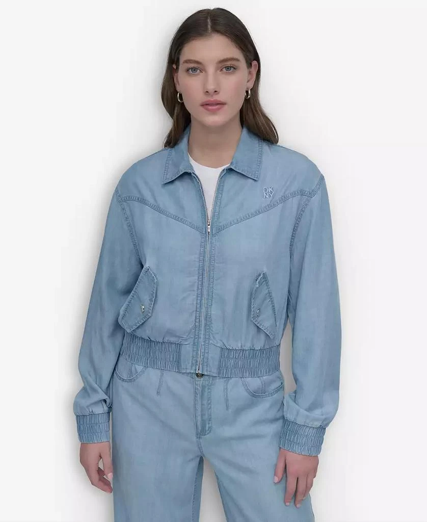 DKNY Women's Chambray Zip-Front Bomber Jacket 1