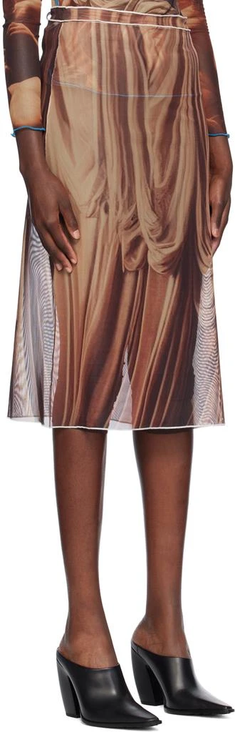 Rokh Brown Draped Printed Midi Skirt 2