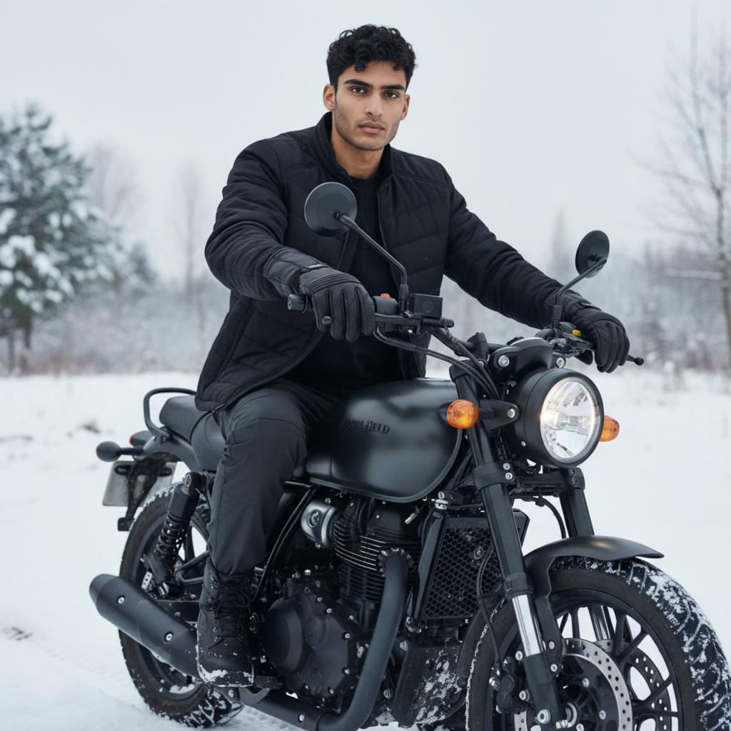 Infinity Leather Men's Thermal Motorbike Padded Black Leather Gloves Waterproof Winter Summer Biker Protection