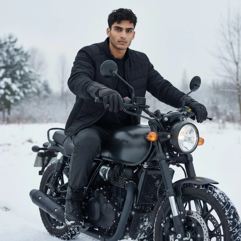 Infinity Leather Men's Thermal Motorbike Padded Black Leather Gloves Waterproof Winter Summer Biker Protection 2