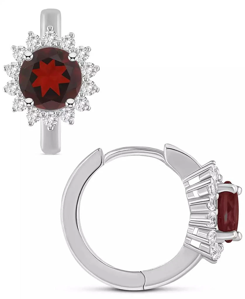 Macy
s Rhodolite Garnet (2-1/5 ct. t.w.) 
White Topaz (1/2 ct. t.w.) Halo Hoop Earrings in Sterling Silver (Also in Peridot, Blue Topaz, Amethyst 
Citrine) 5