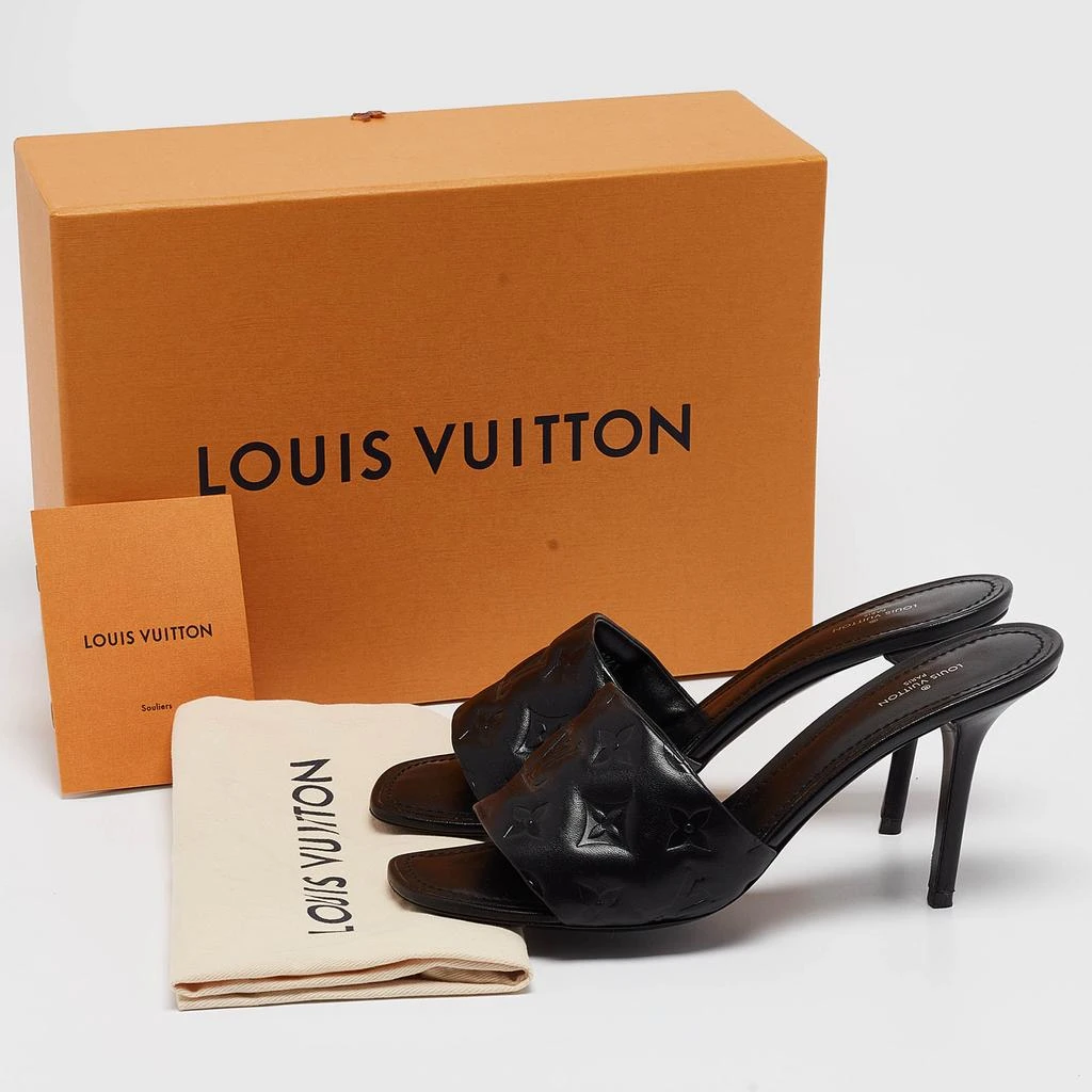 Louis Vuitton Louis Vuitton Black Monogram Embossed Leather Revival Slide Sandals Size 39 9