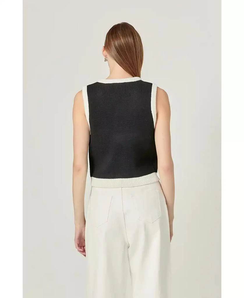 English Factory Women's Black and white knit vest 5