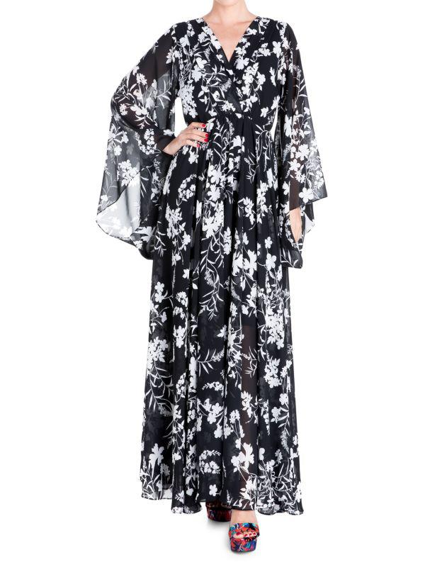 Meghan LA Sunset Surplice Floral Chiffon Maxi Dress