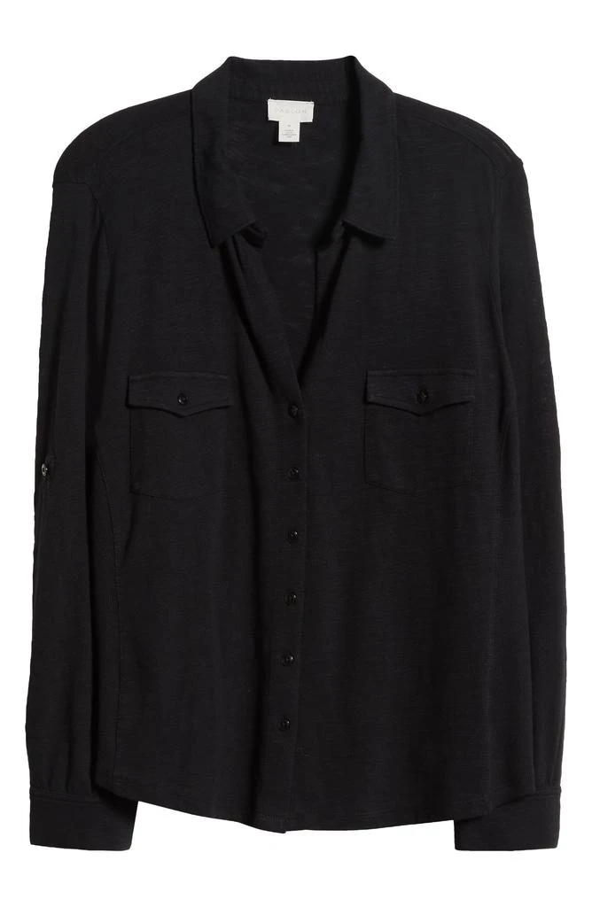 Caslon Roll Sleeve Knit Button-Up Shirt 4