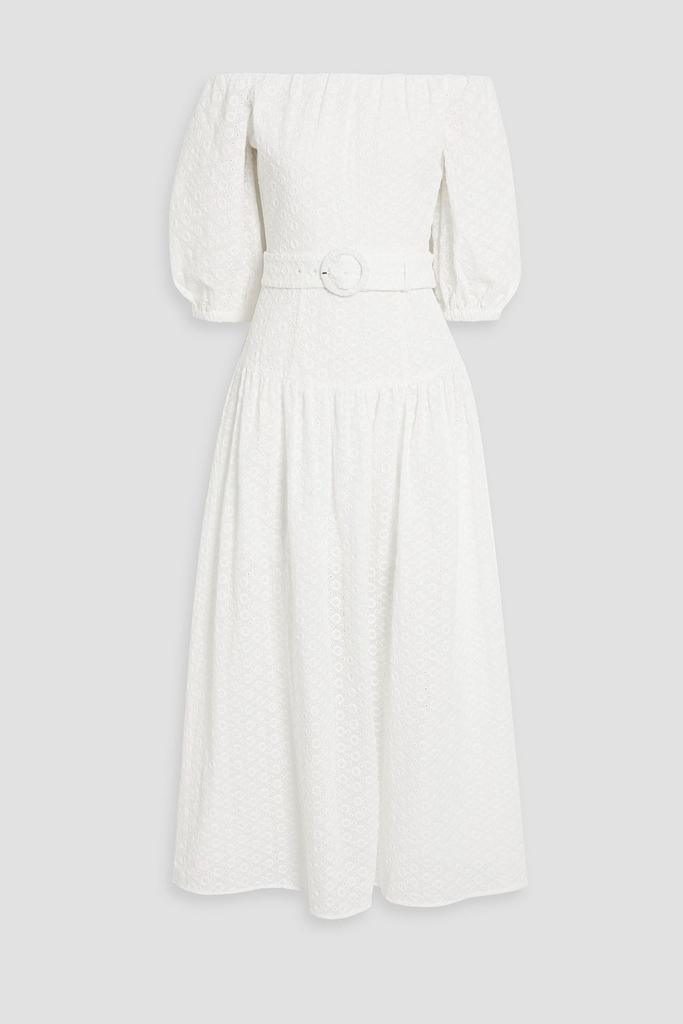 NICHOLAS Mia off-the-shoulder broderie anglaise cotton maxi dress