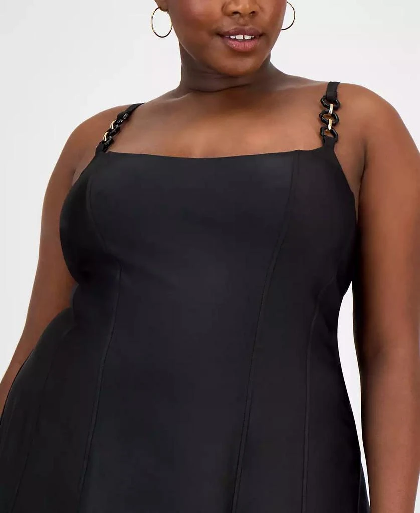 City Studios Trendy Plus Size Satin Chain-Strap Dress 5
