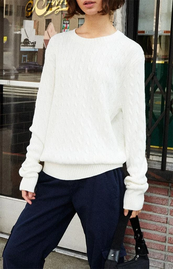 John Galt White Cable Knit Sweater 1