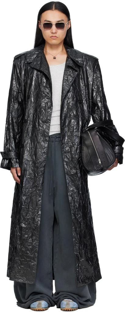 LU
U DAN Black Crumple Trench Coat