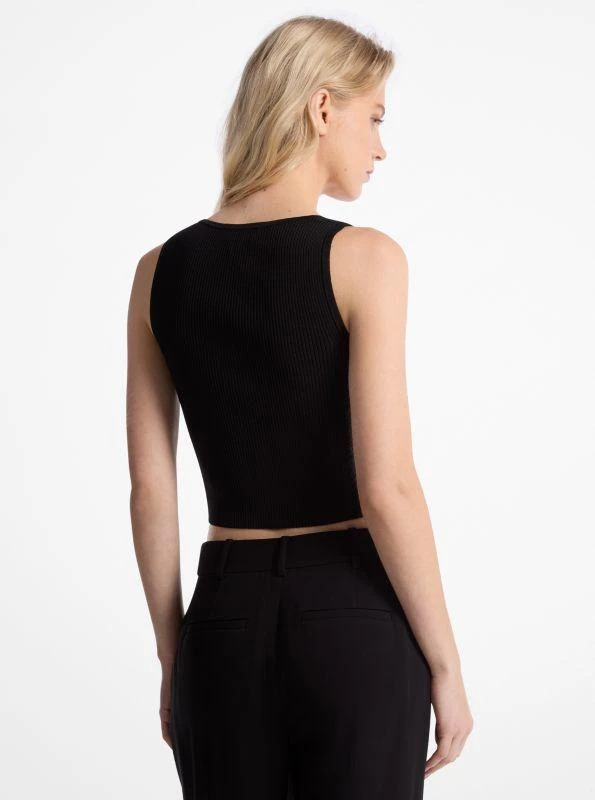 Michael Kors Ribbed Viscose Blend Zip-Up Tank Top 2