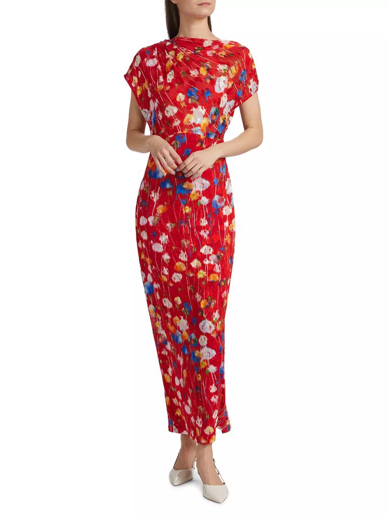 LELA ROSE Draped Sheath Maxi Dress