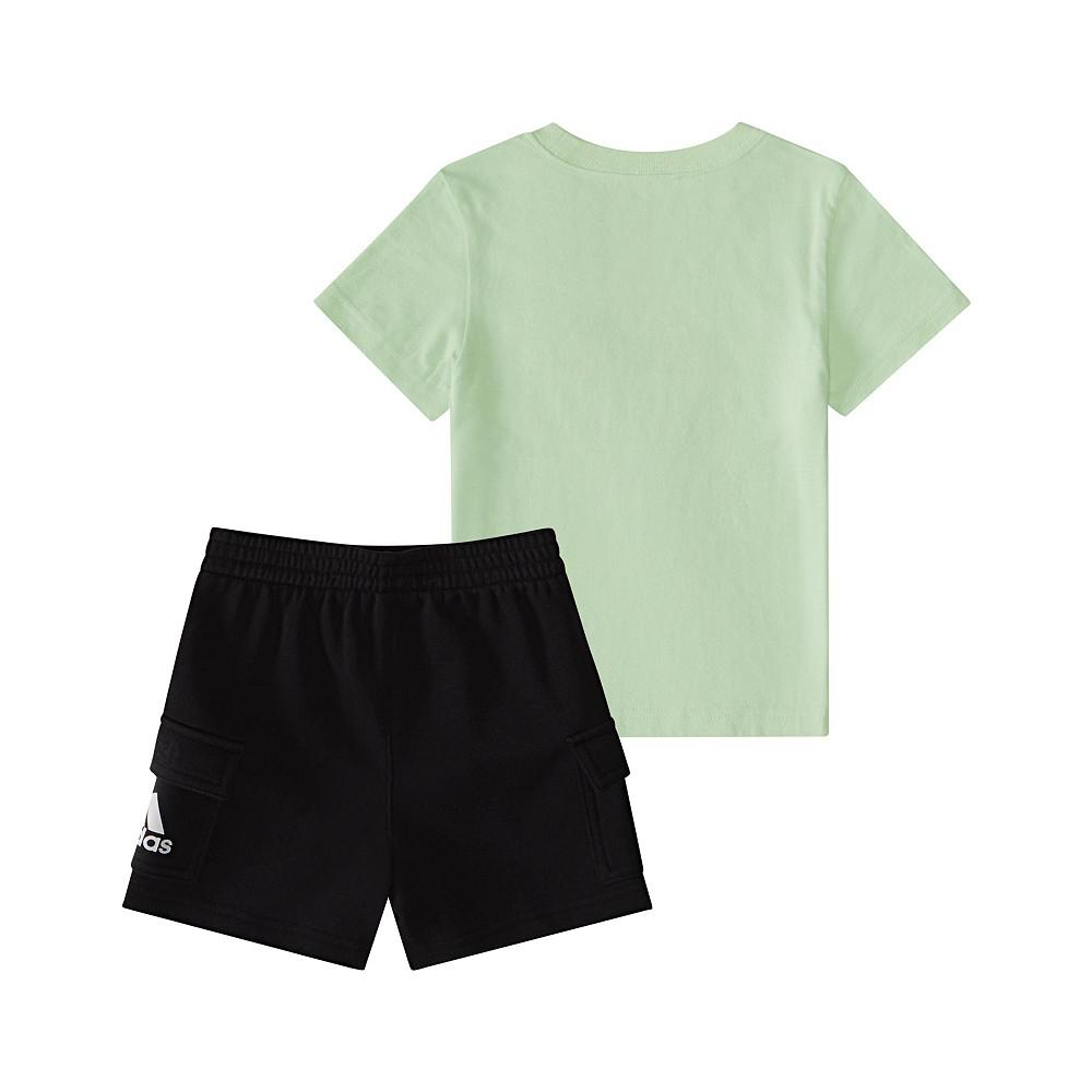 adidas Baby Boys Short Sleeve T Shirt and French Terry Cargo Shorts, 2 Piece Set
