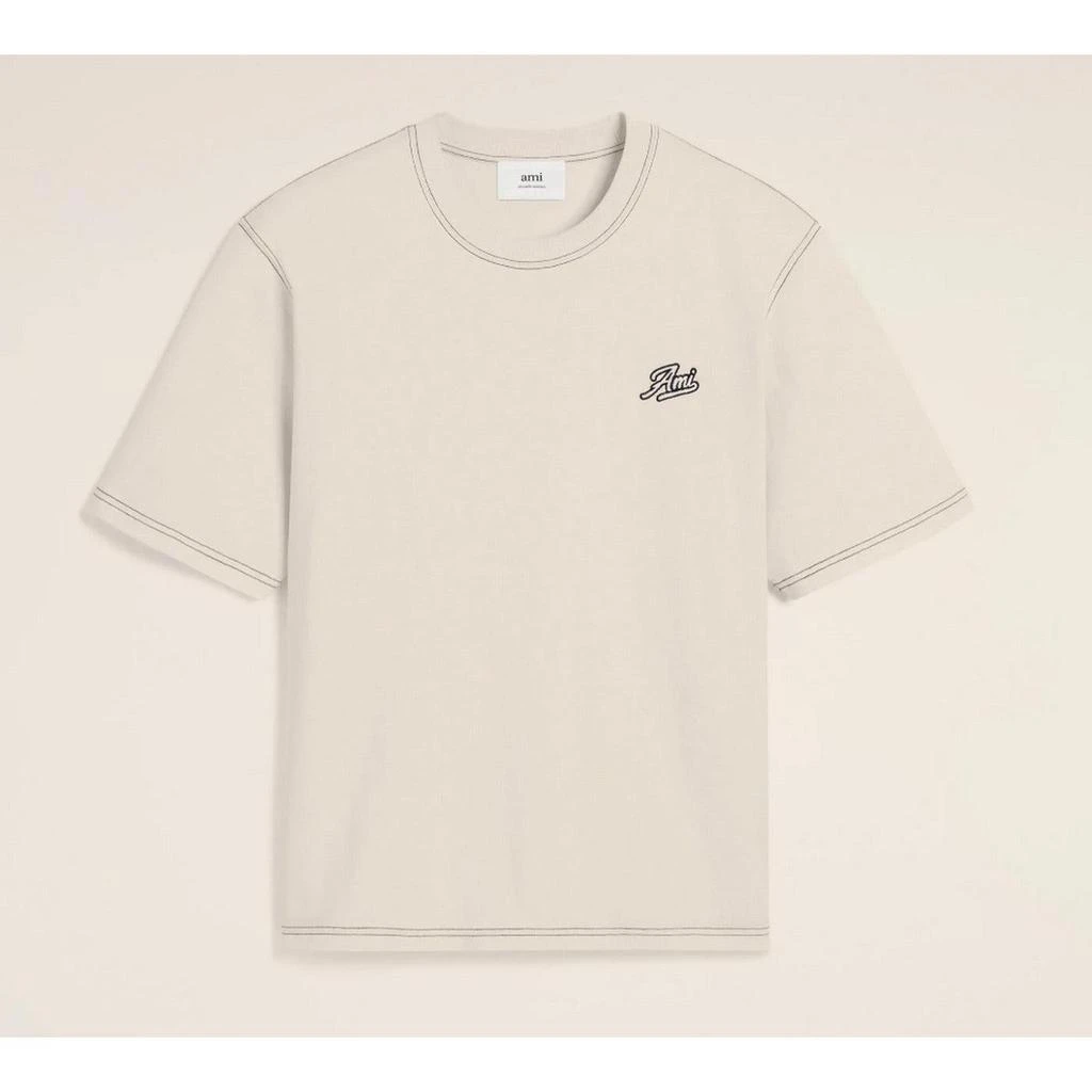 预计3周后发货 Must Have De L’Automne Ami Paris - T-Shirt Signature Ami En Coton - White Cream 3