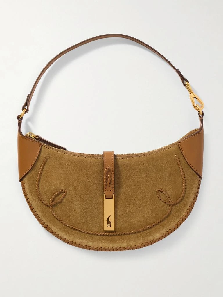 Ralph Lauren Polo Id ��锁缝皮革边饰绒面革迷你单肩包 1