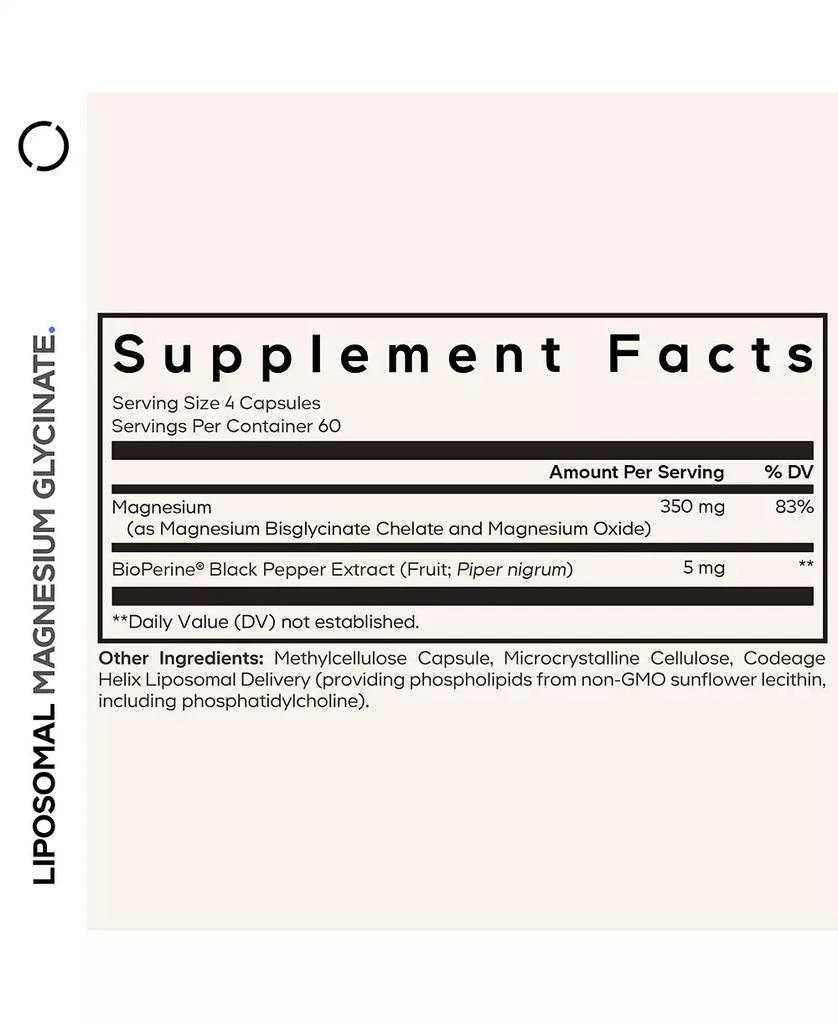 Codeage Liposomal Magnesium Glycinate Supplement, Bisglycinate Magnesium Chelate, Chelated Magnesium Mineral Pills, BioPerine Black Pepper, 240 ct 3