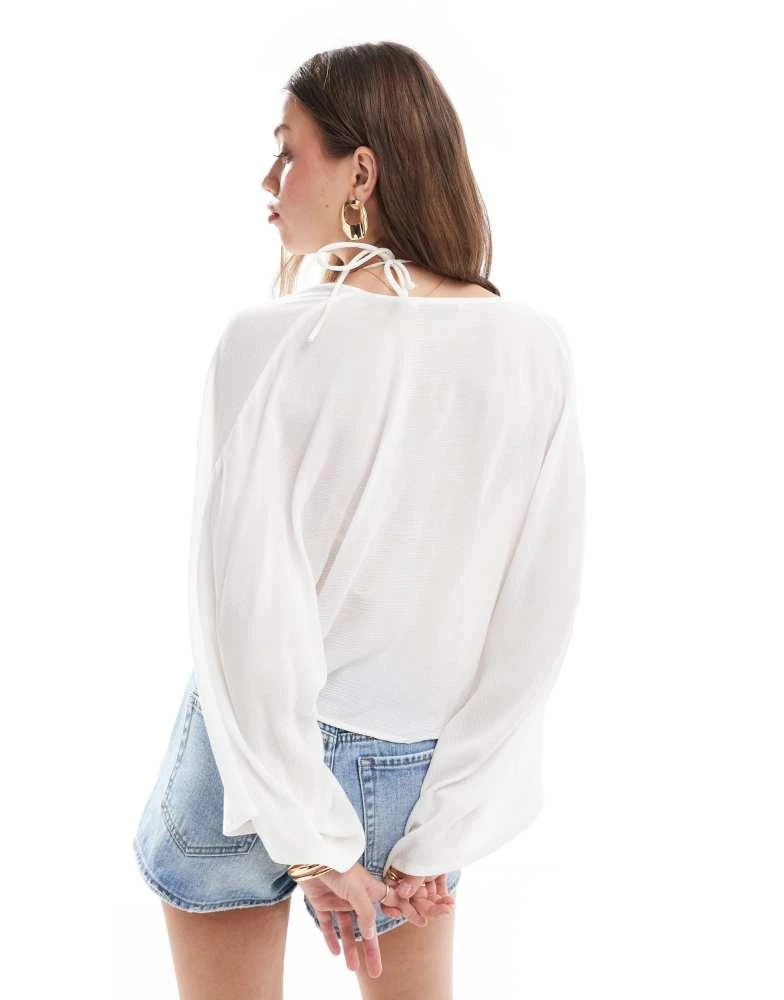 Stradivarius Stradivarius rustic kimono top in natural 3