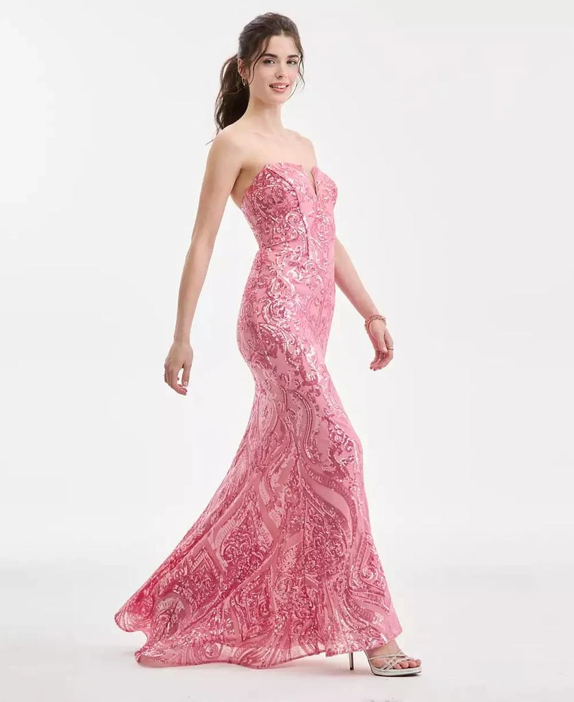 B Darlin Juniors
 Sweetheart-Neck Strapless Sequin Gown 3