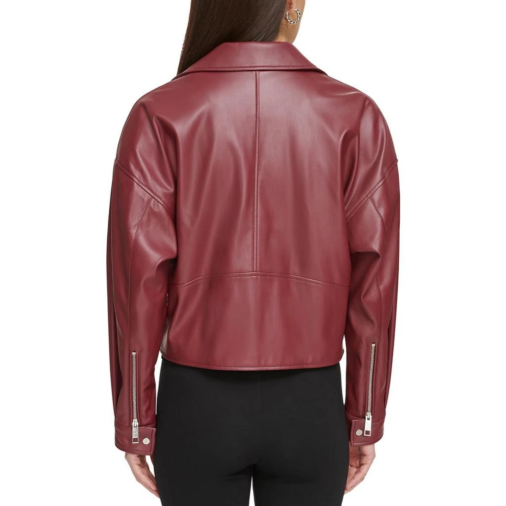 DKNY Womens Faux Leather Motorcycle Jacket 2