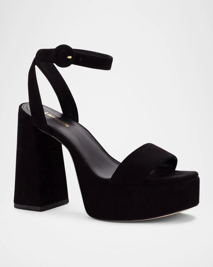 Larroude Dolly Suede Ankle-Strap Platform Sandals 2