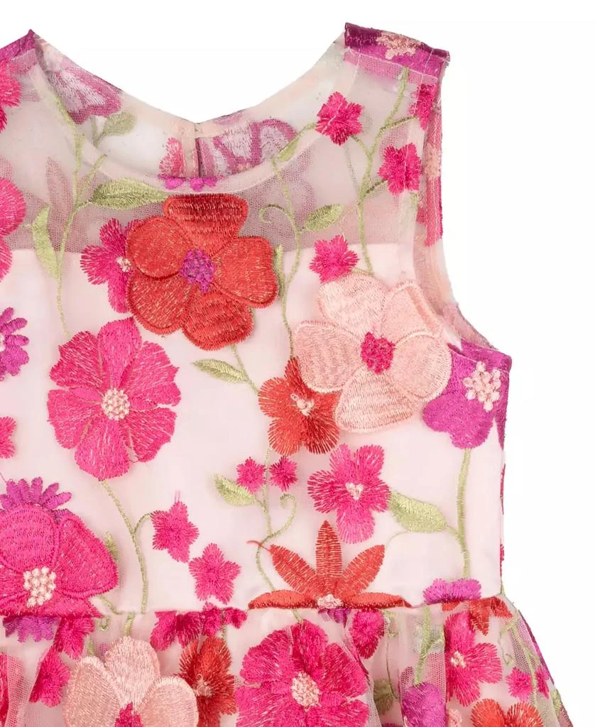 Rare Editions Toddler and Little Girls 3D Floral Embroidered Social Dress 5