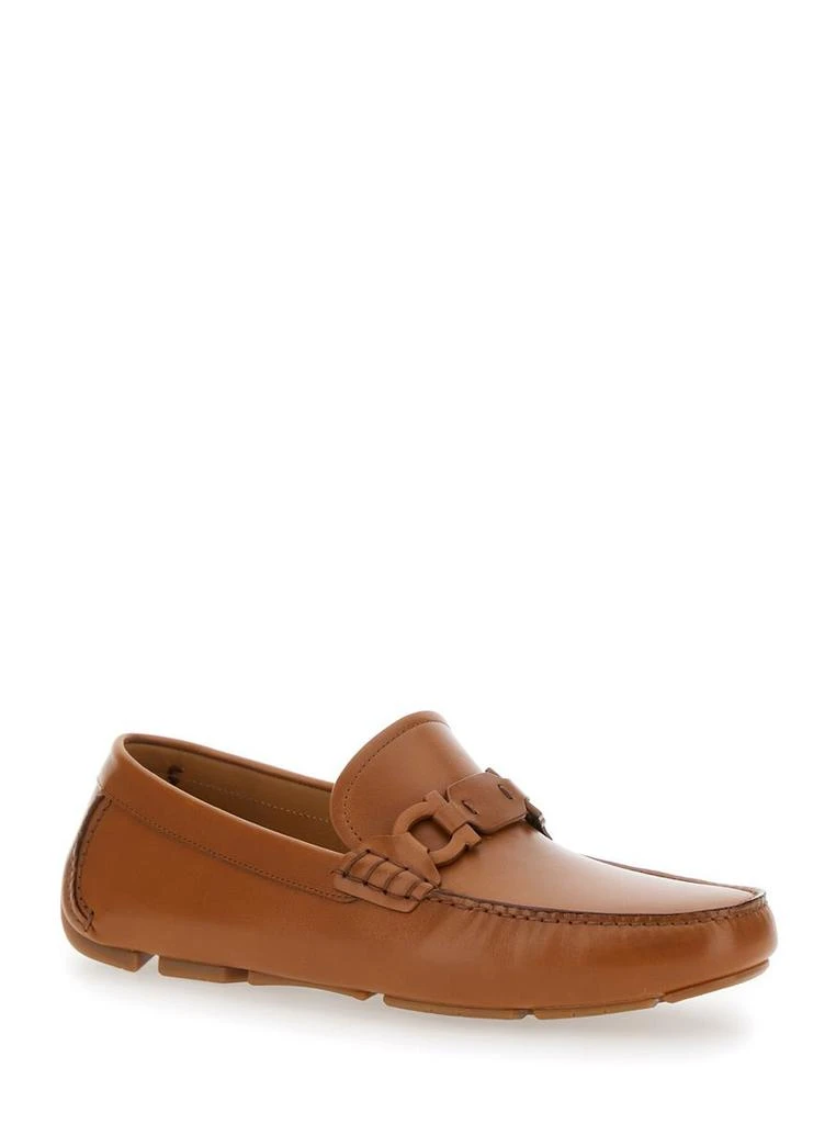 Men’s Ferragamo Gancini plaque, leather brown loafers with gold metal Ferragamo Gancini-plaque Leather Loafers | Brown | FARFETCH main image 2