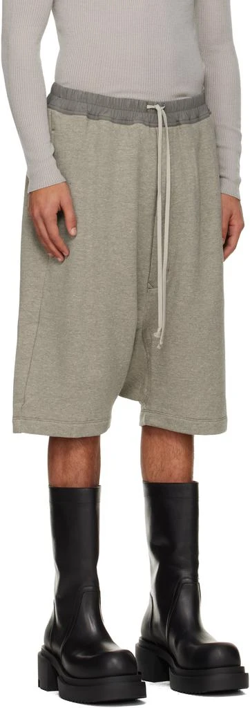Rick Owens Gray Concordians Drawstring Pods Shorts 2