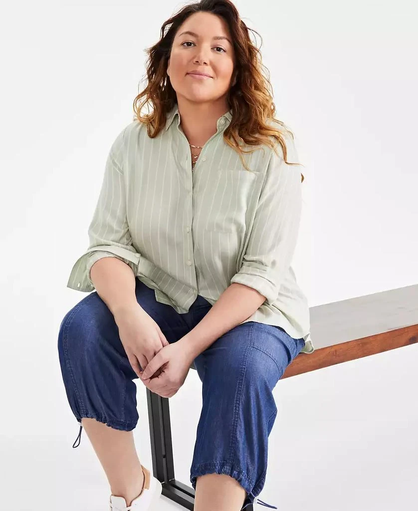 Style & Co Plus Size Striped Button-Front Shirt, Exclusively at Macy's 2