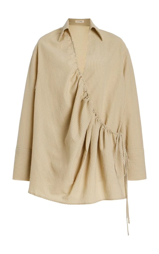 ELCE ELCE - Exclusive Sidney Striped Cotton-Blend Seersucker Mini Wrap Shirt Dress - Neutral - L - Moda Operandi 1