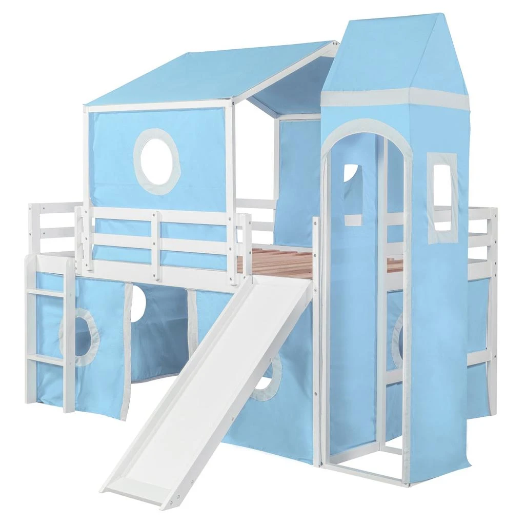 Streamdale Furniture Streamdale Full Size Loft Bed with Slide Tent and Tower 3
