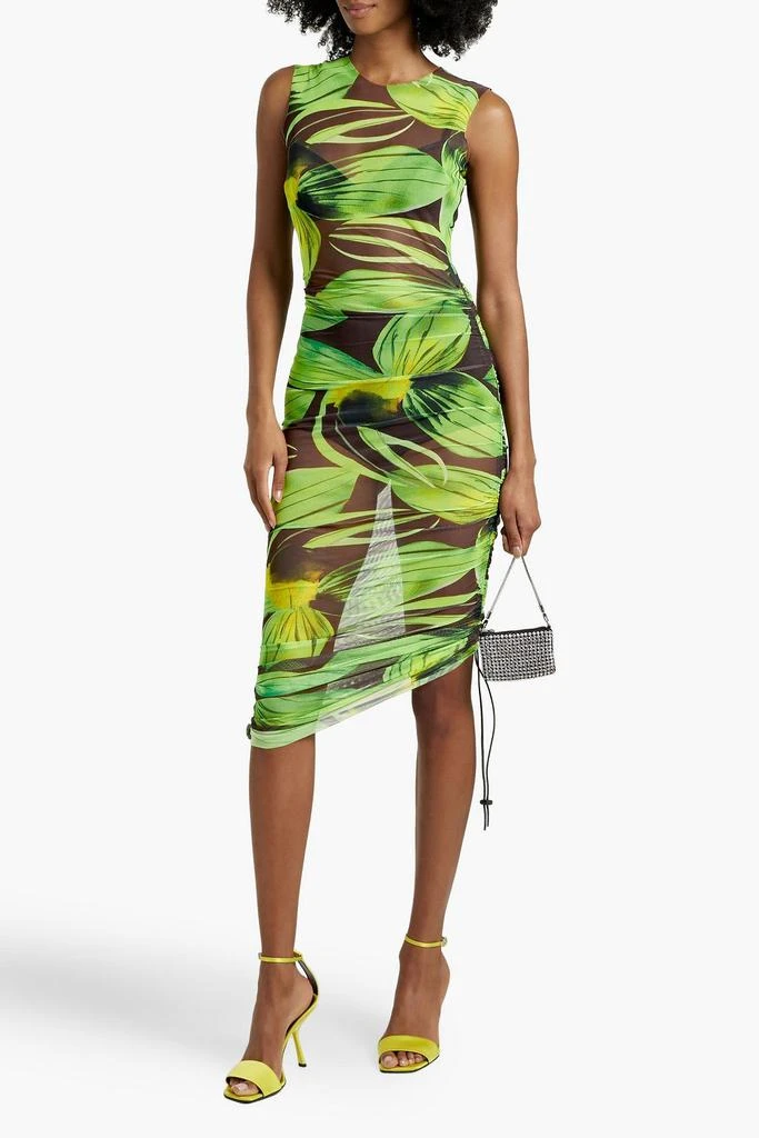 LOUISA BALLOU Asymmetric printed stretch-mesh dress 2