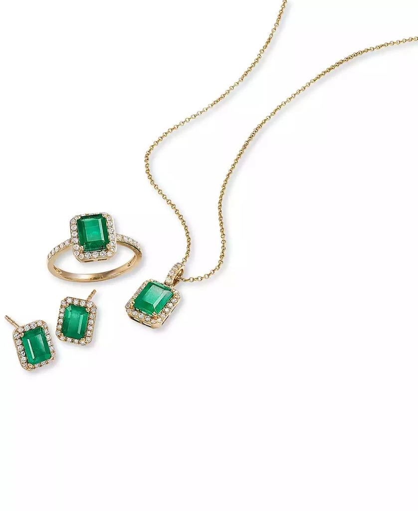 Effy EFFY Emerald (1-9/10 ct. t.w.) and Diamond (1/4 ct. t.w.) Stud Earrings in 14k Gold, Created for Macy's 6