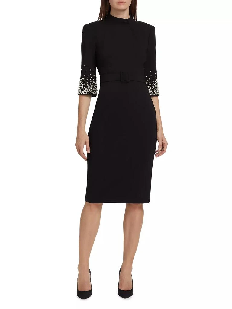 Badgley Mischka Pearl-Sleeve Cocktail Dress 3