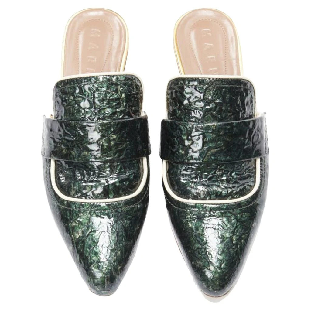 Marni crinkled patent point toe slip on mule ts loafer