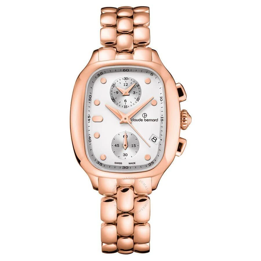 Claude Bernard Dress Code Chronograph Quartz Silver Dial Ladies Watch 10800 37RM AIR 1