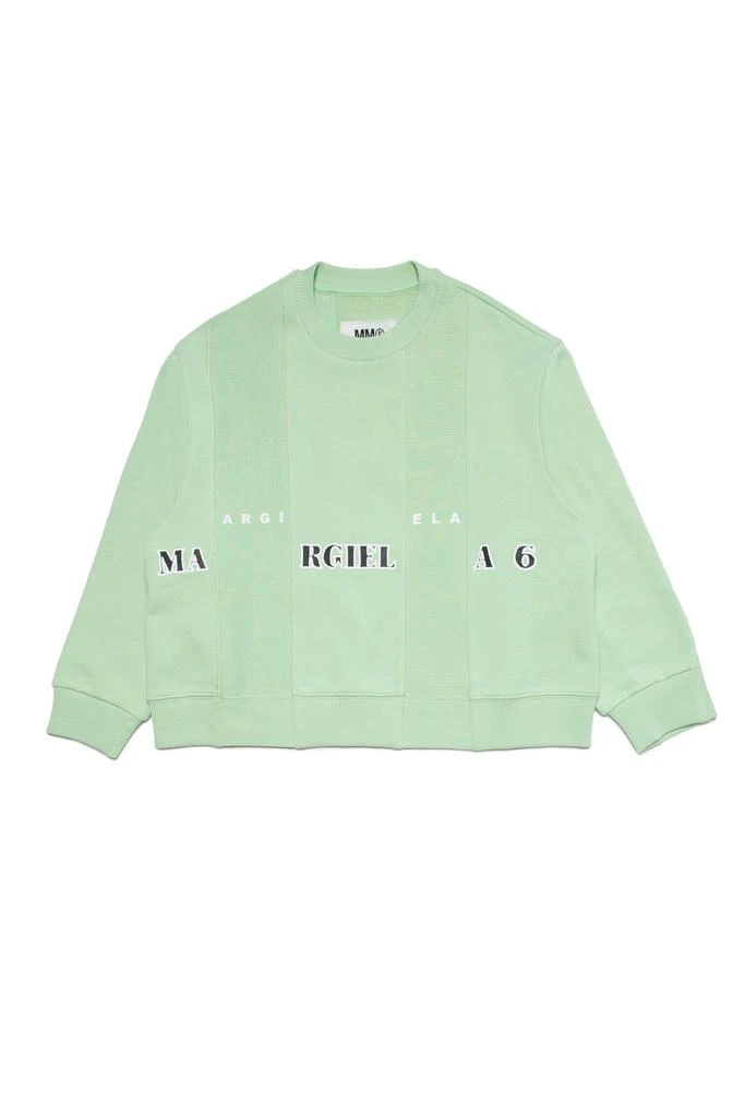 Shop MM6 Maison Margiela Kids Logo-Printed Crewneck Sweatshirt on 
