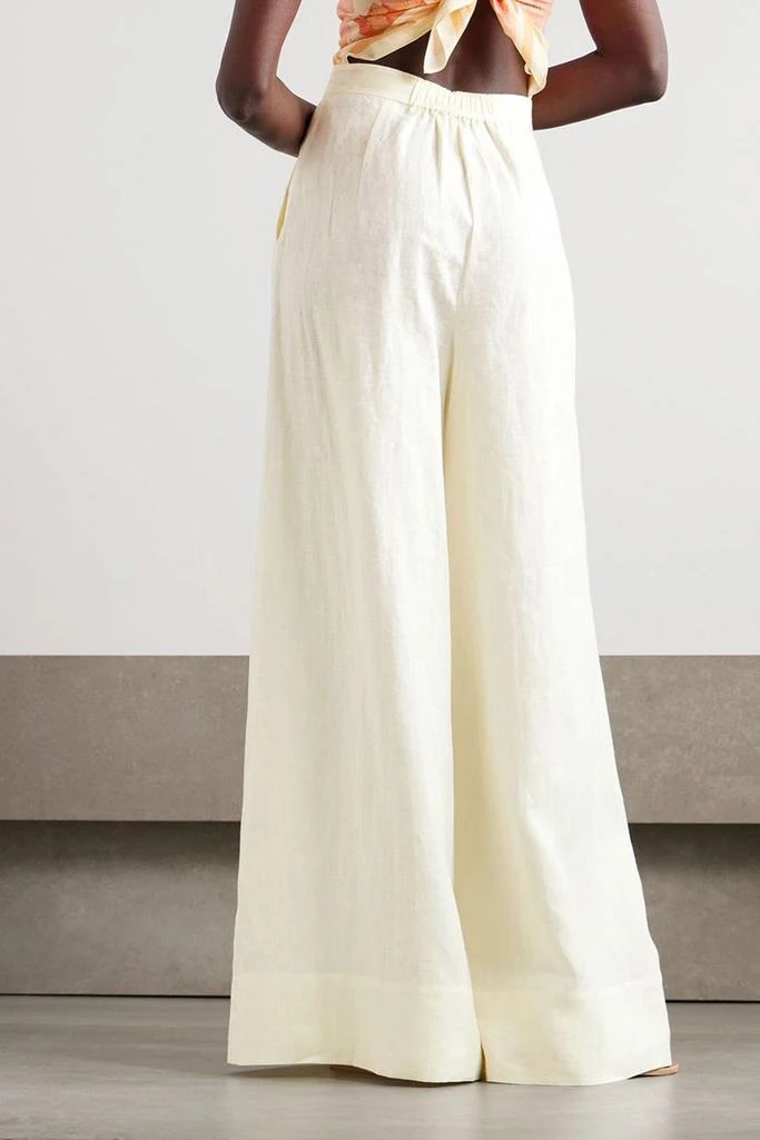 PEONY SWIMWEAR Pleated linen wide-leg pants 3