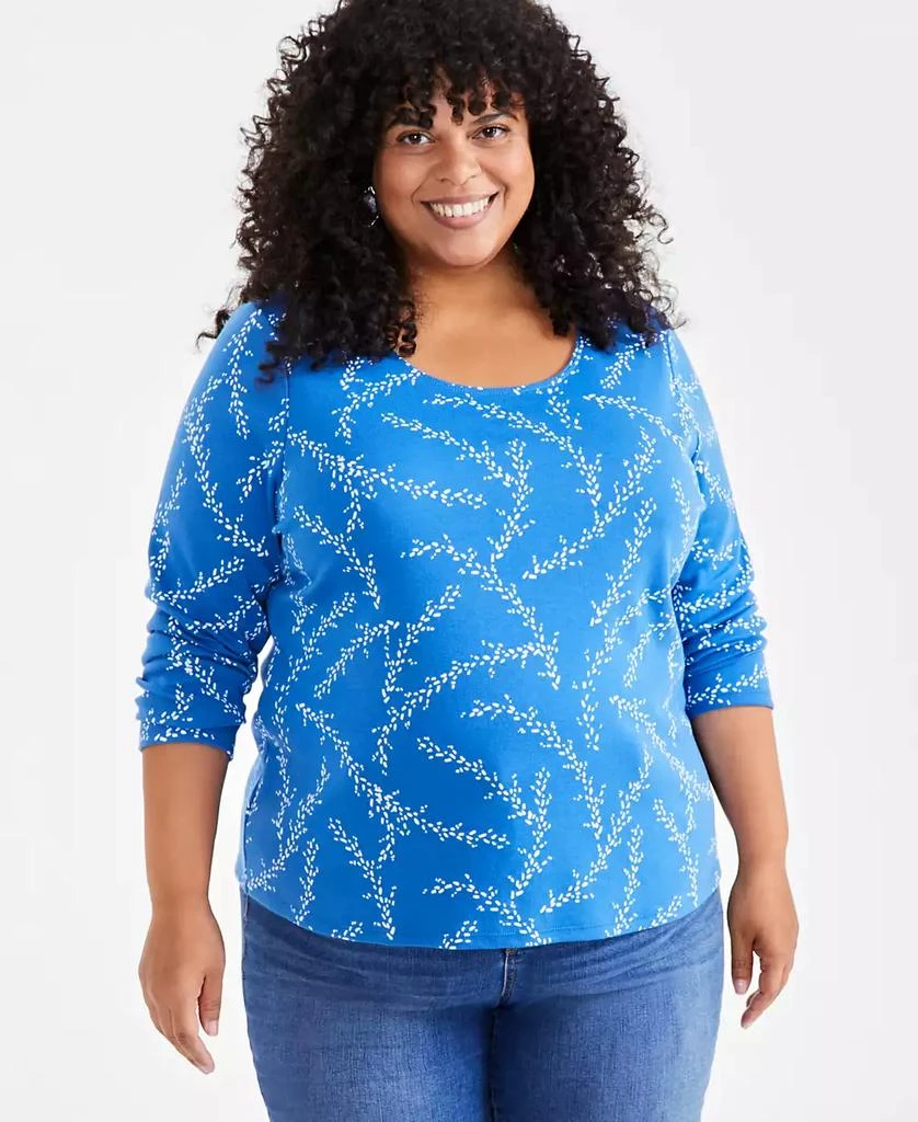 Style & Co Plus Size Printed Long-Sleeve Top, Created for Macy's 1