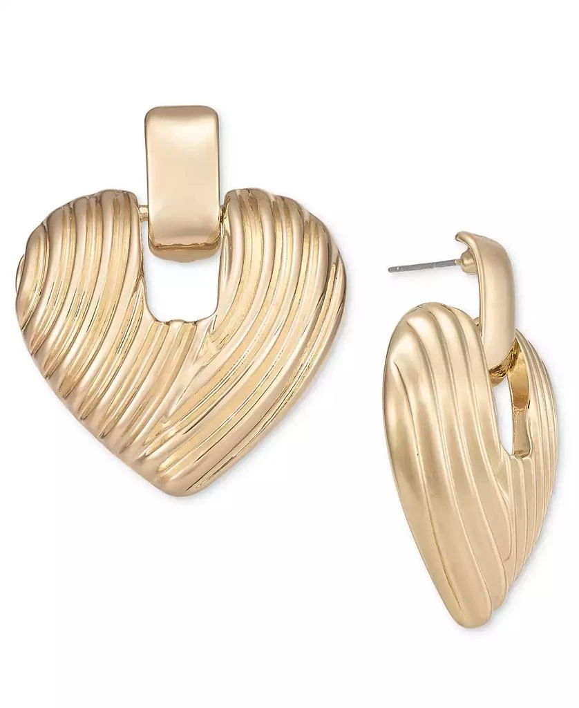 INC International Gold-Tone Textured Heart Drop Earrings, Created for Macy's 1