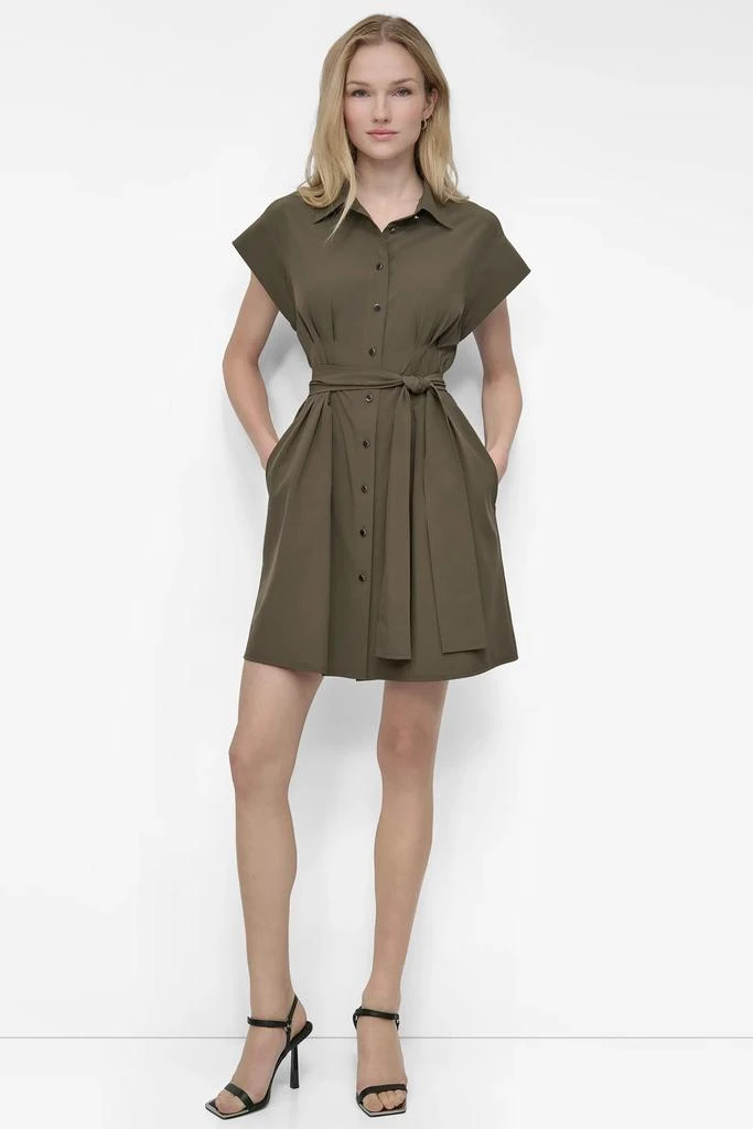 DKNY BELTED FIT & FLARE SHIRT DRESS 1