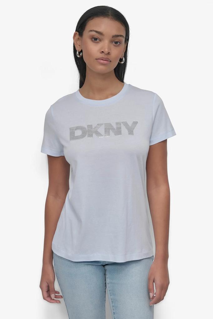 DKNY SEQUIN LOGO CREW NECK TEE