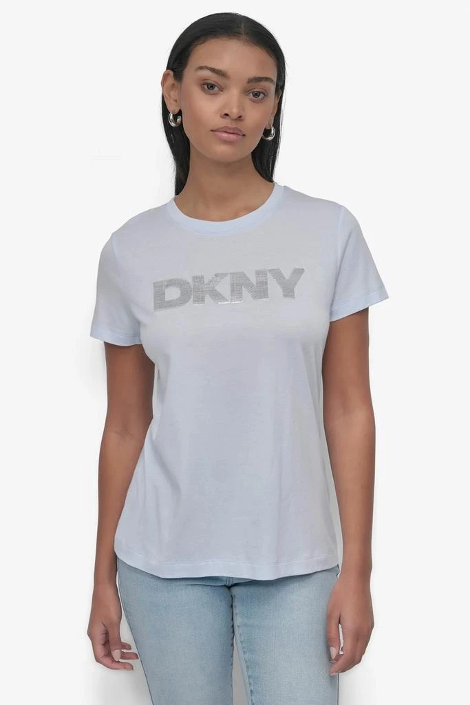 DKNY SEQUIN LOGO CREW NECK TEE 1