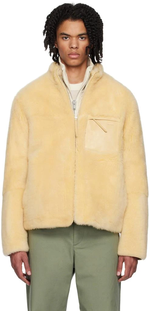 Jil Sander Beige Embossed Shearling Jacket 1