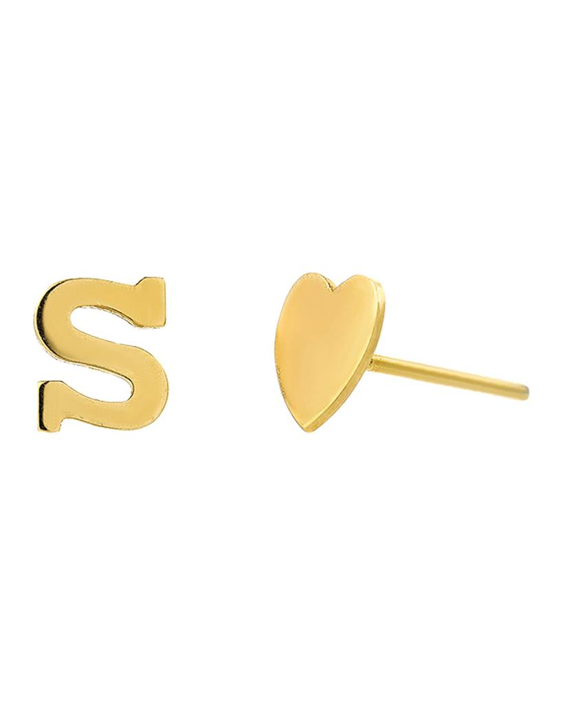 Zoe Lev Personalized Mismatched Initial Heart Stud Earrings in 14K Yellow Gold