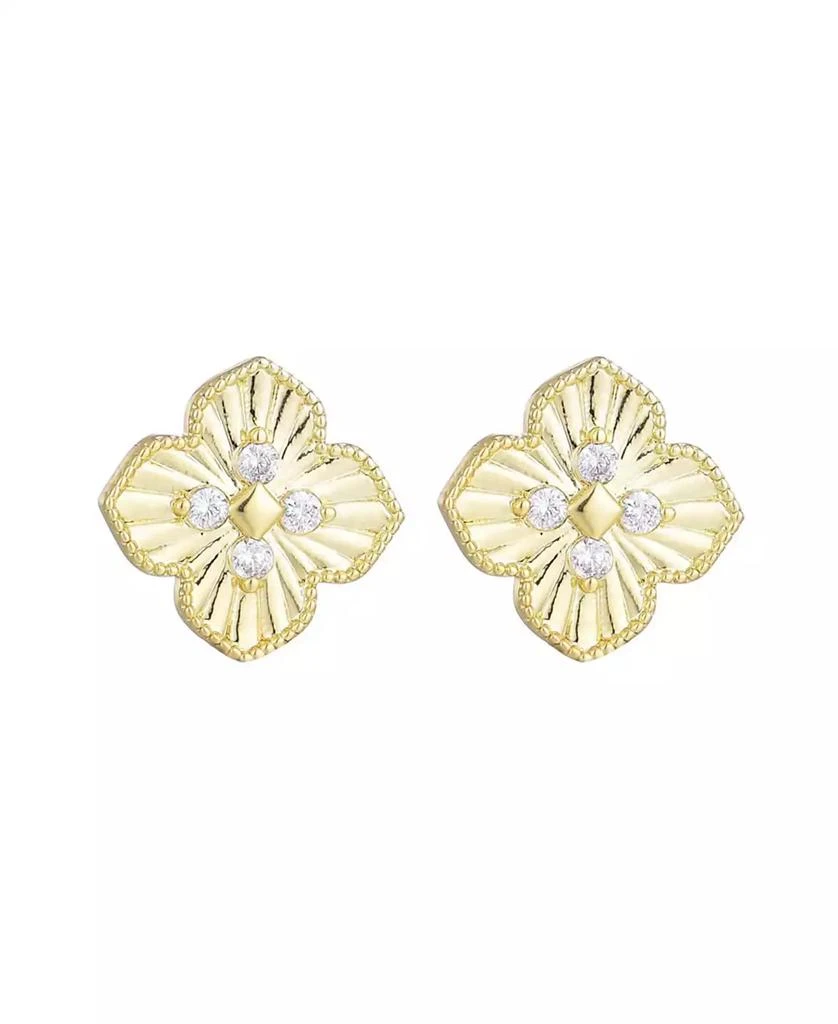 ADORNIA Gold CZ Pointed Prismatic Clover Stud Earrings 2