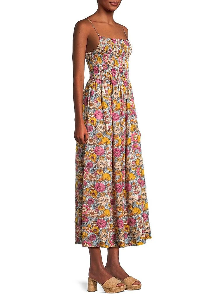 Birds of Paradis Carmen Smocked Floral Maxi Dress 4