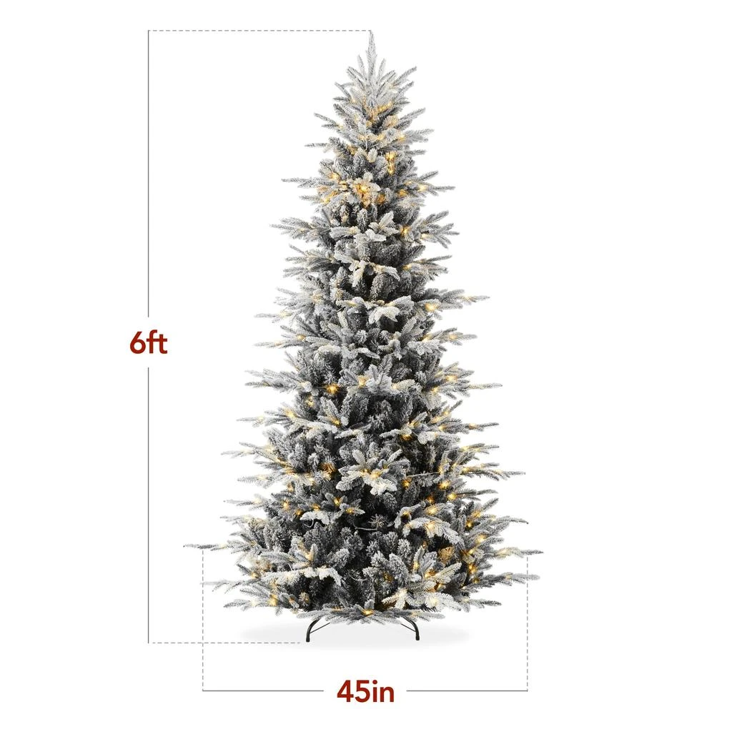 Best Choice Products Pre-Lit Flocked Artificial Aspen Noble Fir Christmas Tree w/ Branch Tips, LED Lights - Black 2